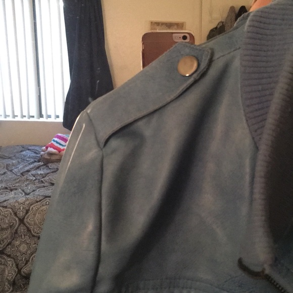 GREAT CONDITION Blue PU Leather Jacket! - Picture 8 of 8
